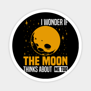 I wonder if the moon thinks about me too, Starry Night Reflection Graphic Magnet